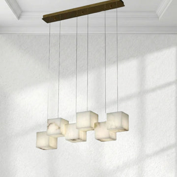 Alabaster Cubic Linear Chandelier