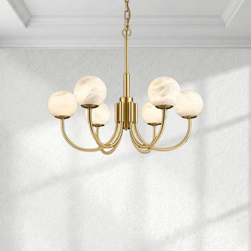 Alabaster Brass Chandelier 25.6" 31.5"