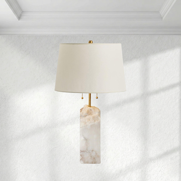 Sculptural Stone & Linen Table Light