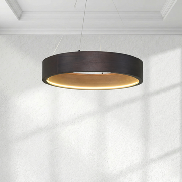 Arhownest Organic Modern Wood Ring Chandelier - Integrated LED Pendant Light 60cm