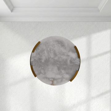 Arhownest Alabaster & Brass Flush Mount Ceiling Light