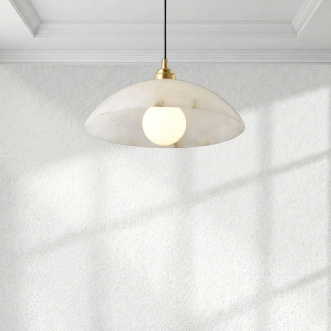 Alabaster Umbrella Pendant 11.8" D 15.7" D