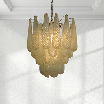 Arhownest "Glacier Bloom" Brass & Textured Glass Chandelier - D50cm H80cm