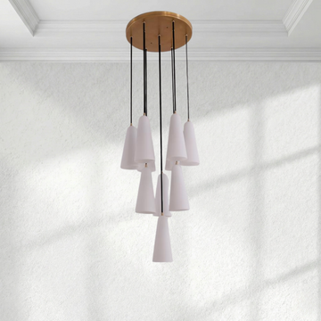 White Porcelain Round Chandelier D18"