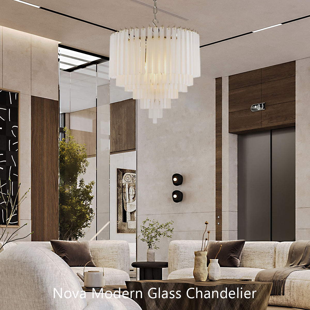 5-Tier Nova Modern Glass Chandelier