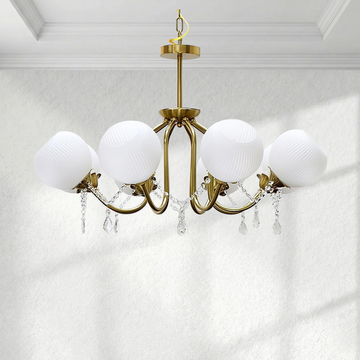 Olive Glow Copper Glass Chandelier 22"