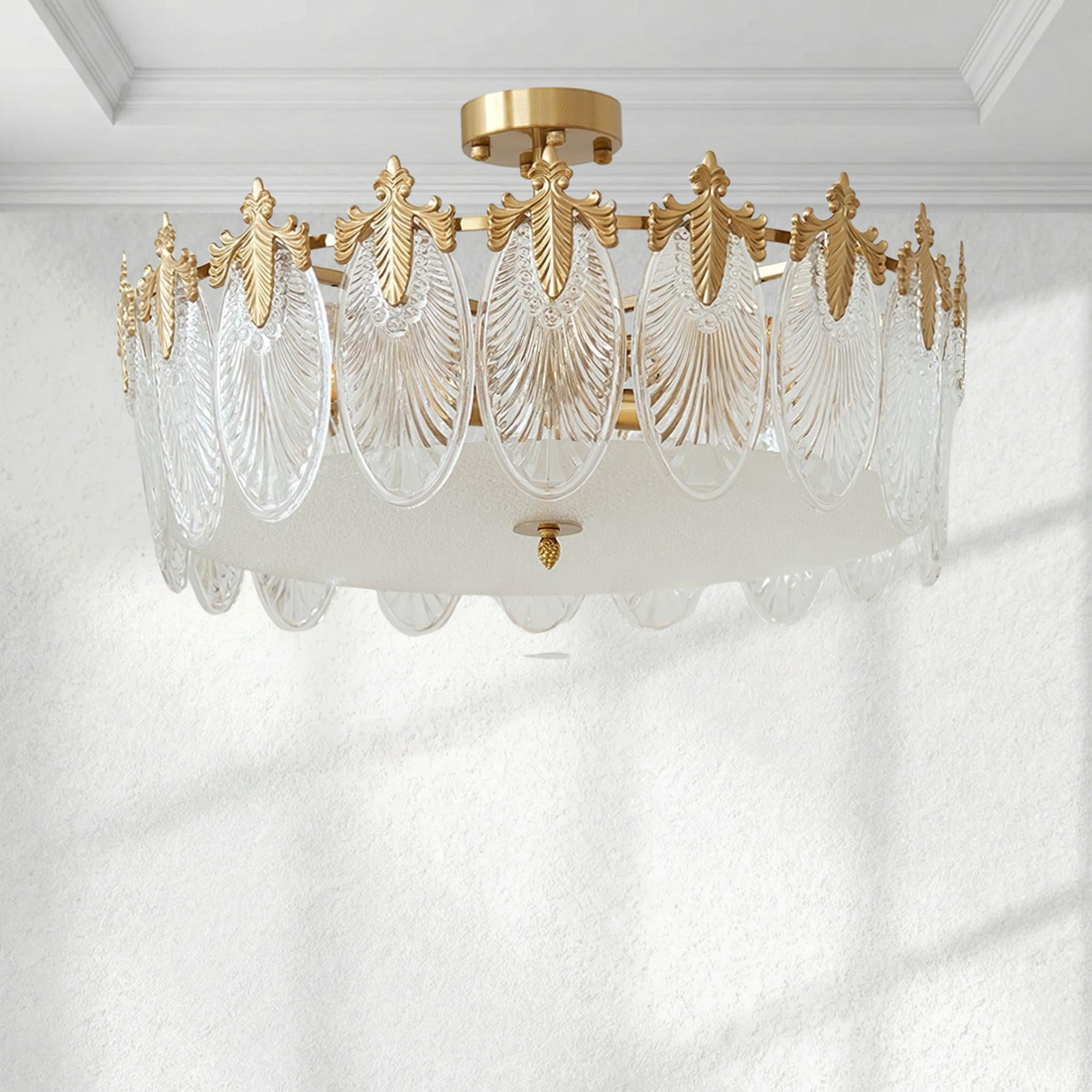 Retro Pattern Glass Round Chandelier with 5/6/8 heads