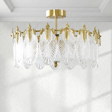 Retro Pattern Glass Round Chandelier with 5/6/8 heads