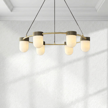 Modern Alabaster Round Chandelier With 6 Lights/8 Lights