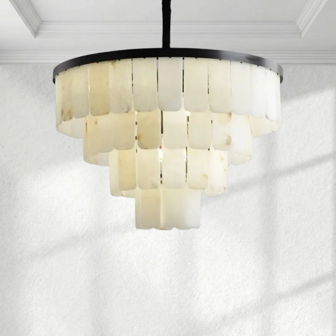 Galadriel Alabaster Multi-Tiered Round Chandelier Black