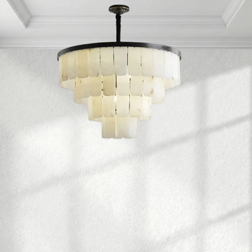 Galadriel Alabaster Multi-Tiered Round Chandelier Black