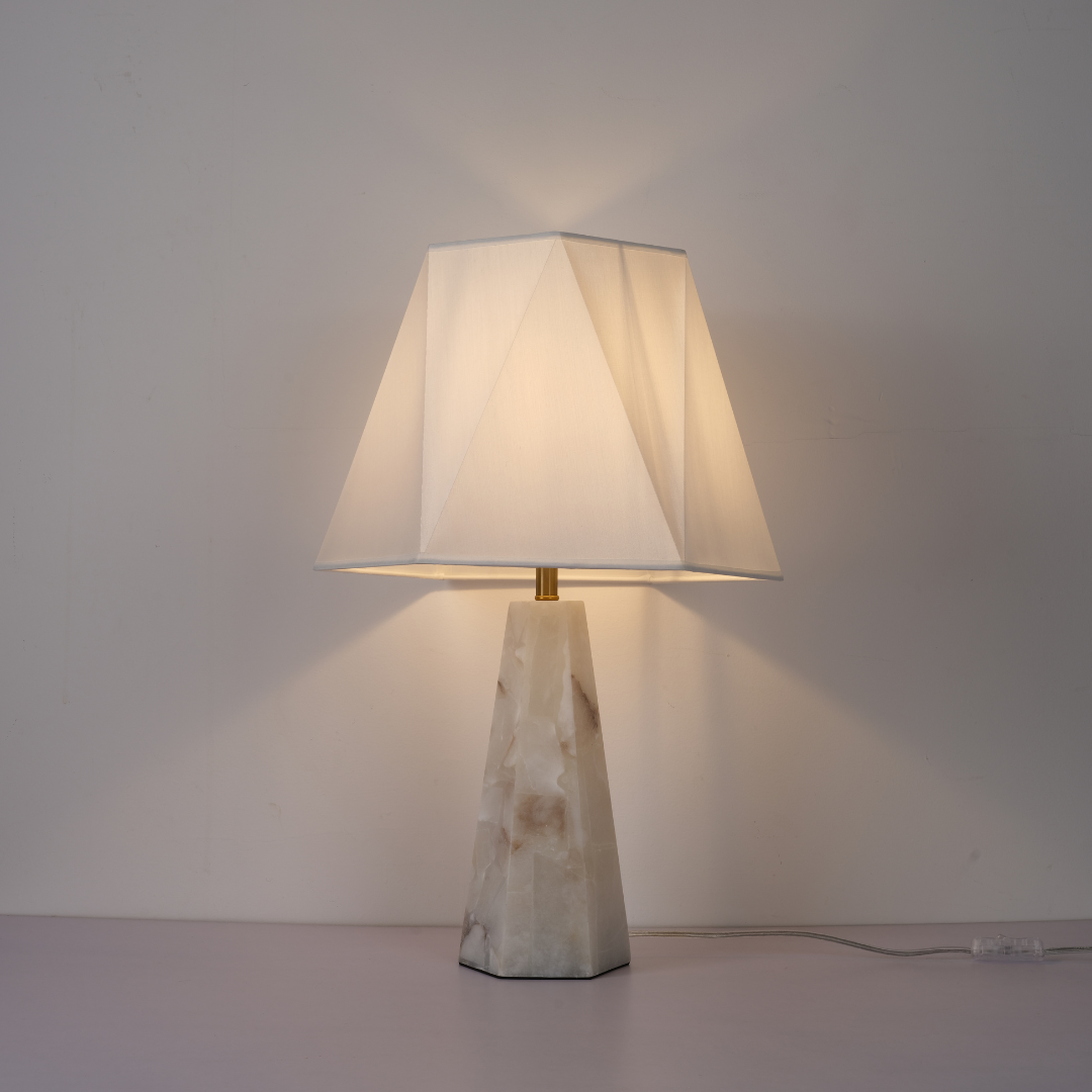 Arhownest Alabaster & Stainless Steel Table Lamp