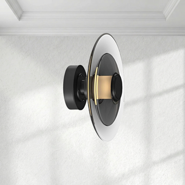 Nordic Double Layer Round Glass Electroplated Metal LED Wall Lights
