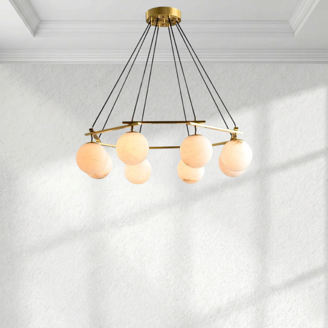 Alabaster Modern Structural Ball Chandelier