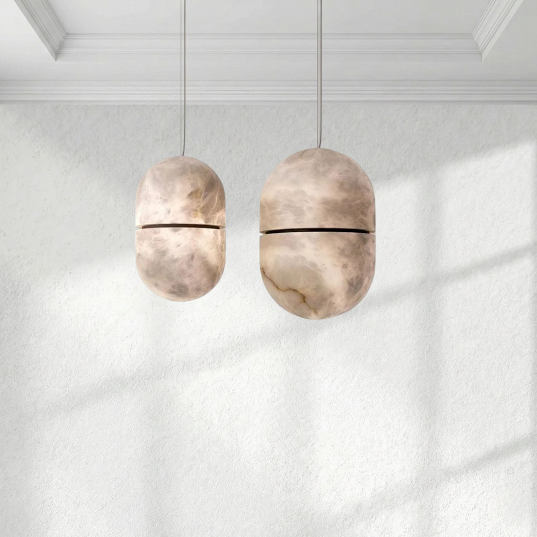 Alabaster Oval Pendant 5.9" D 7.1" D