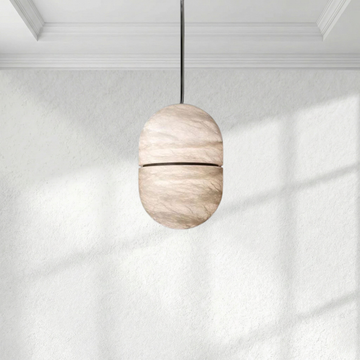 Alabaster Oval Pendant 5.9" D 7.1" D