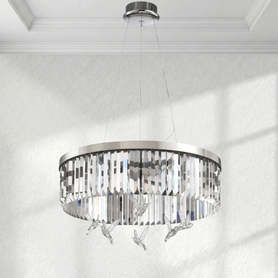 Seraphina Hummingbird Nickel LED Chandelier