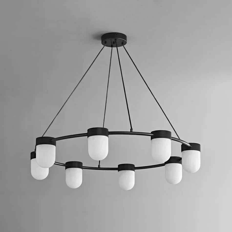 Modern Alabaster Round Chandelier With 6 Lights/8 Lights