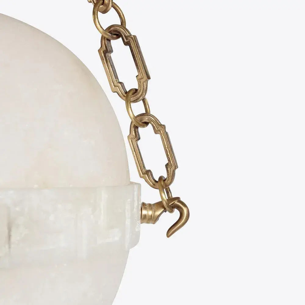 Arhownest Alabaster Orb Pendant Light - Brass Chain Suspension Ø30cm H40cm